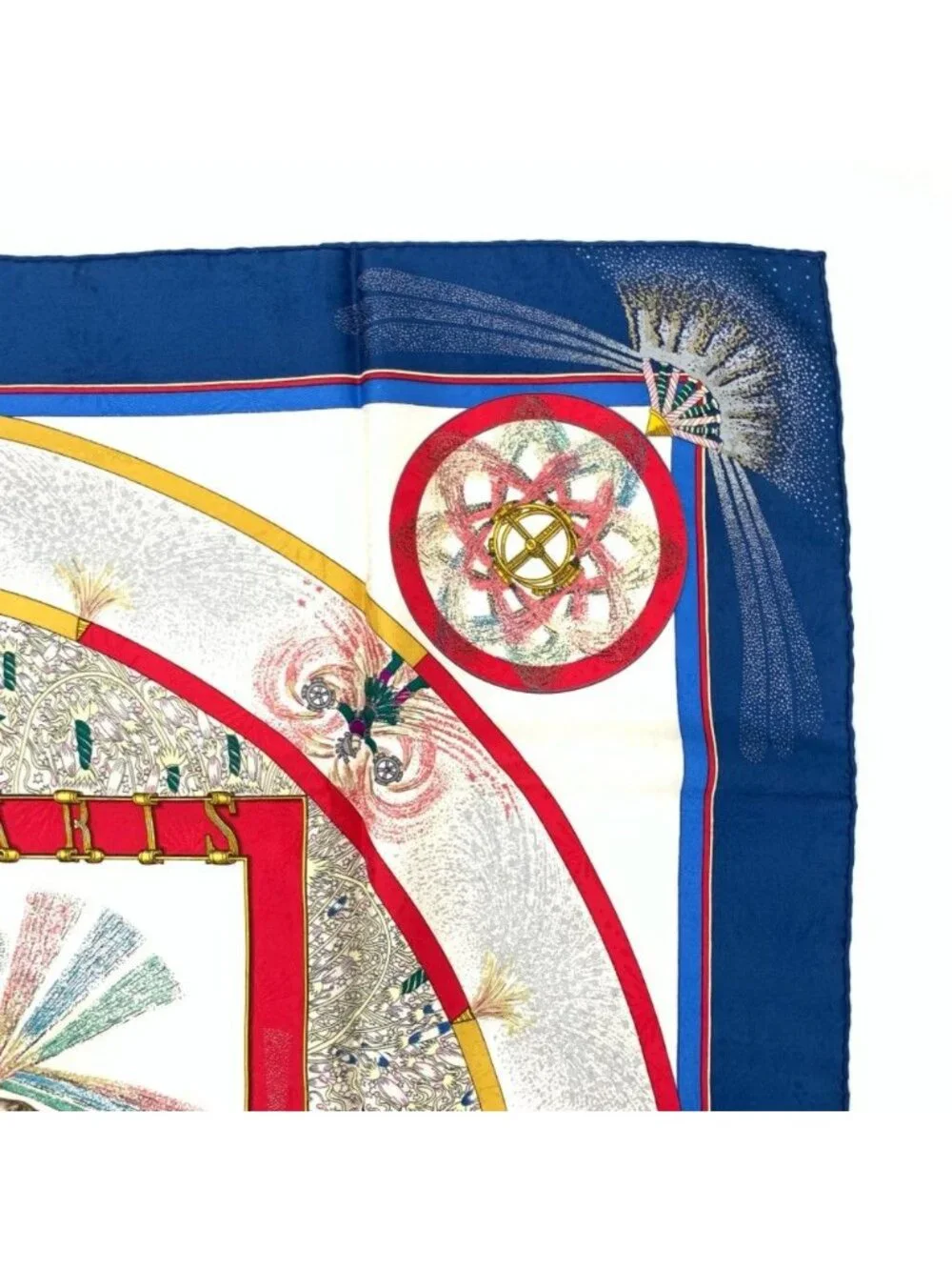 Hermes Carre 90 Feux Dartifice Blue Multicolor Silk Scarf - Picture 3 of 7
